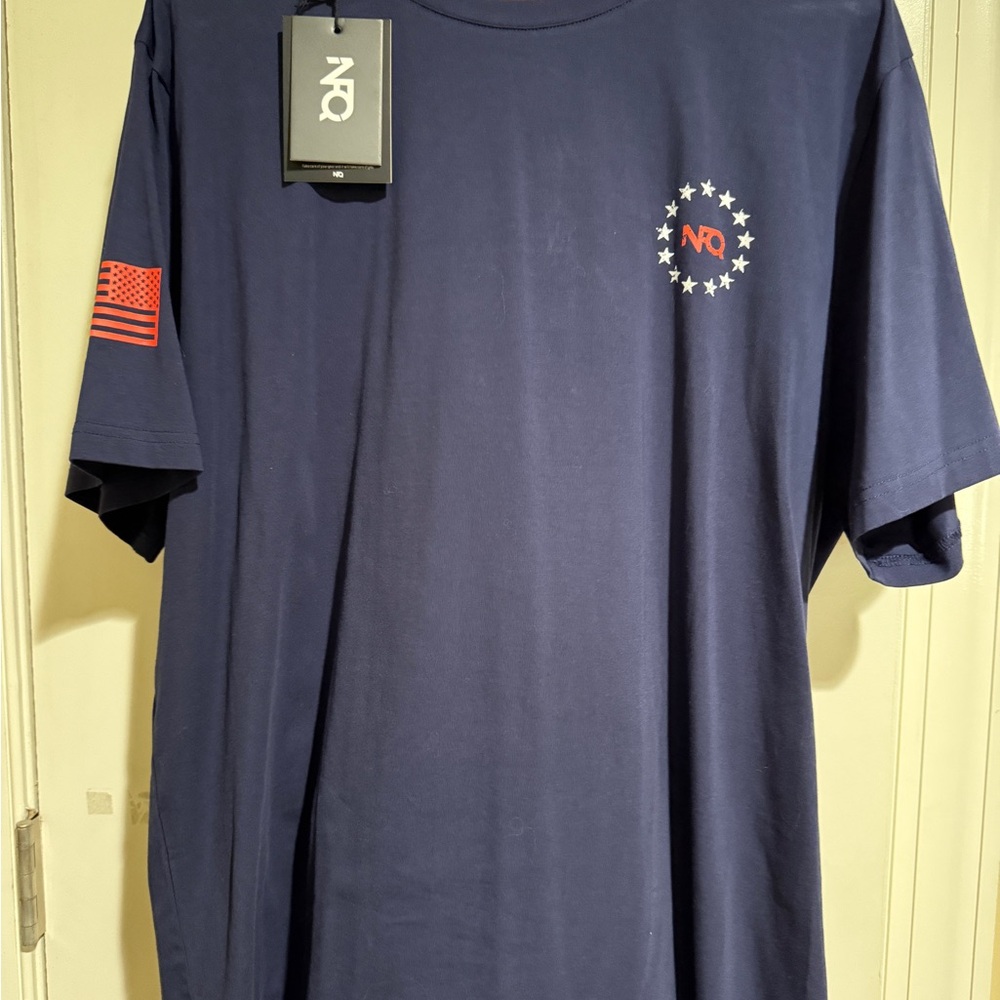 Blue Short Sleeve Tee with Flag Patch